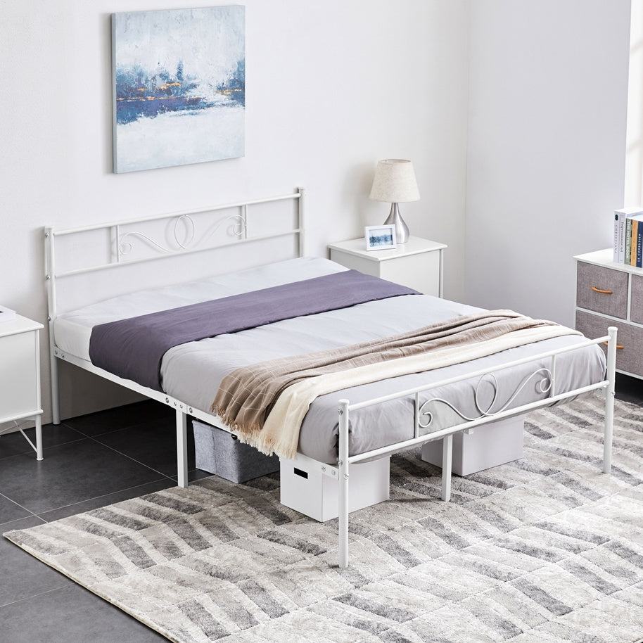 Bed Frame with Non-Slip, Easy Assembly, Metal, Scroll Headboard Metal Under-Bed Storage - product gallery image 8