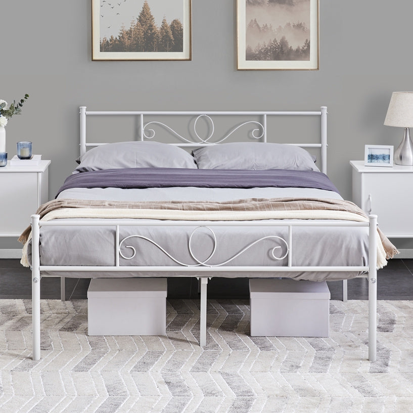 Bed Frame with Non-Slip, Easy Assembly, Metal, Scroll Headboard Metal Under-Bed Storage - product gallery image 9