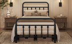 Bed Frame with Non-Slip, Metal, 5ft King, Vintage Iron Metal High Headboard Footboard - product gallery image 10