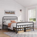 Bed Frame with Non-Slip, Metal, 5ft King, Vintage Iron Metal High Headboard Footboard - product gallery image 11