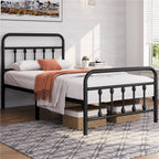 Bed Frame with Non-Slip, Metal, 5ft King, Vintage Iron Metal High Headboard Footboard - product gallery image 6