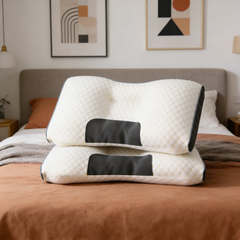 Bed Pillow with 2pcs Neck High Quality Core, Ergonomic - 【white】, 2pcs option