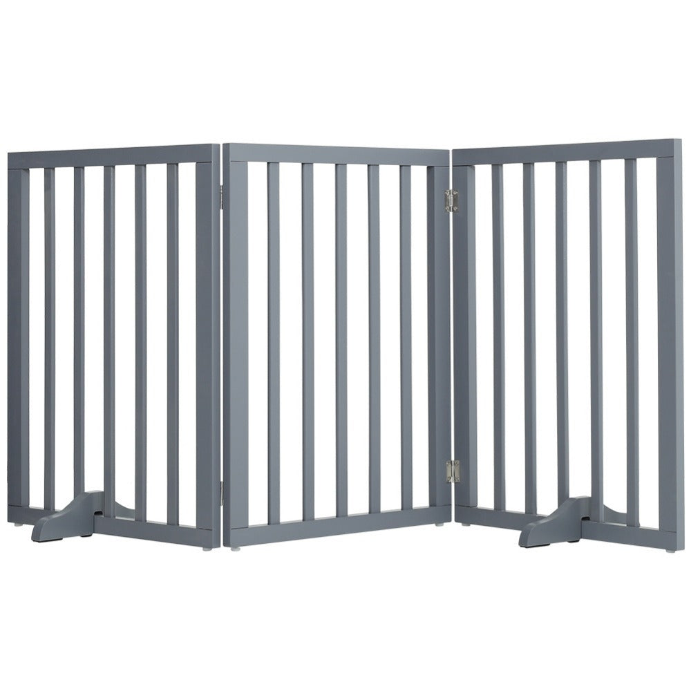 Freestanding Dog Gate Extra Tall Folding Wooden – Indoor Pet Safety Barrier with 2 Support Feet for Stairs, Doorways & Rooms, Foldable Puppy Gate for Home Use
