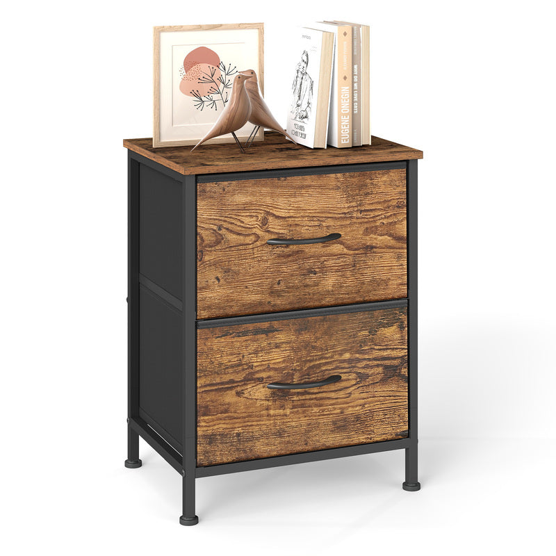 Bedside Table with 2cm, Glass, Fabric Drawers Nightstand Anti-Tip Kit - product gallery image 2
