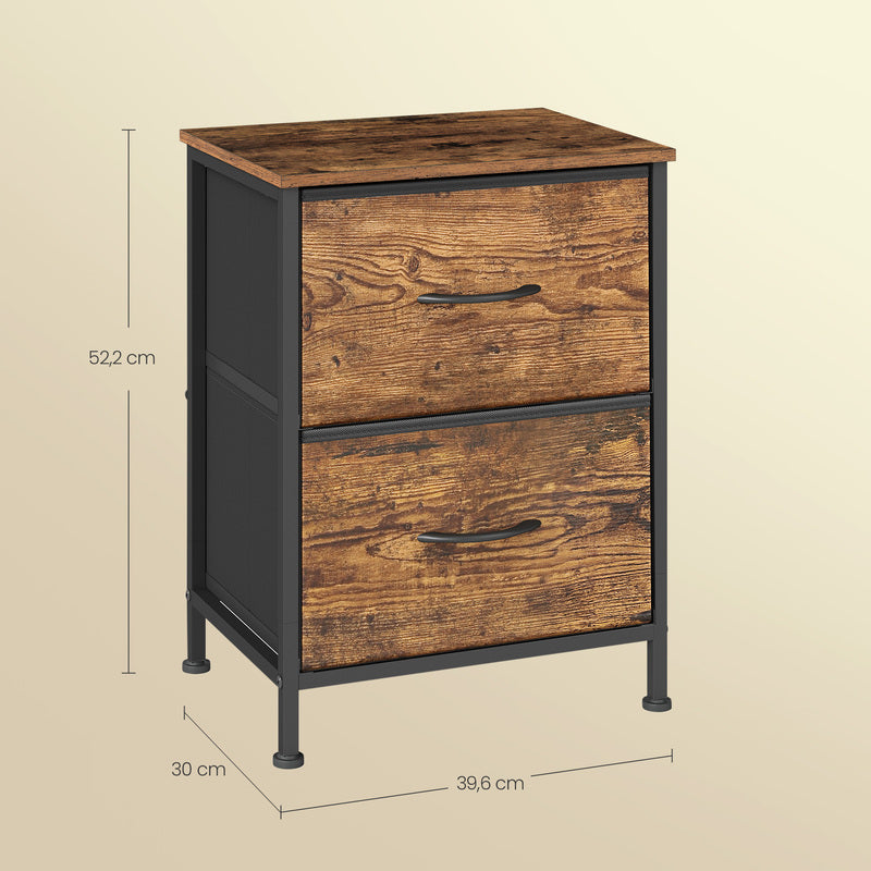 Bedside Table with 2cm, Glass, Fabric Drawers Nightstand Anti-Tip Kit - product gallery image 3