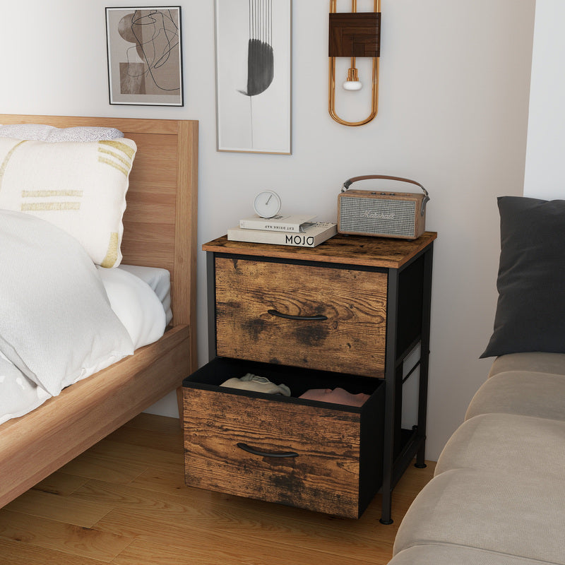 Bedside Table with 2cm, Glass, Fabric Drawers Nightstand Anti-Tip Kit - product gallery image 5