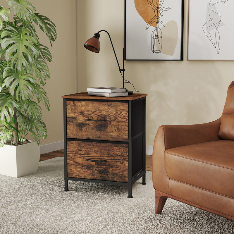 Bedside Table with 2cm, Glass, Fabric Drawers Nightstand Anti-Tip Kit - product gallery image 7