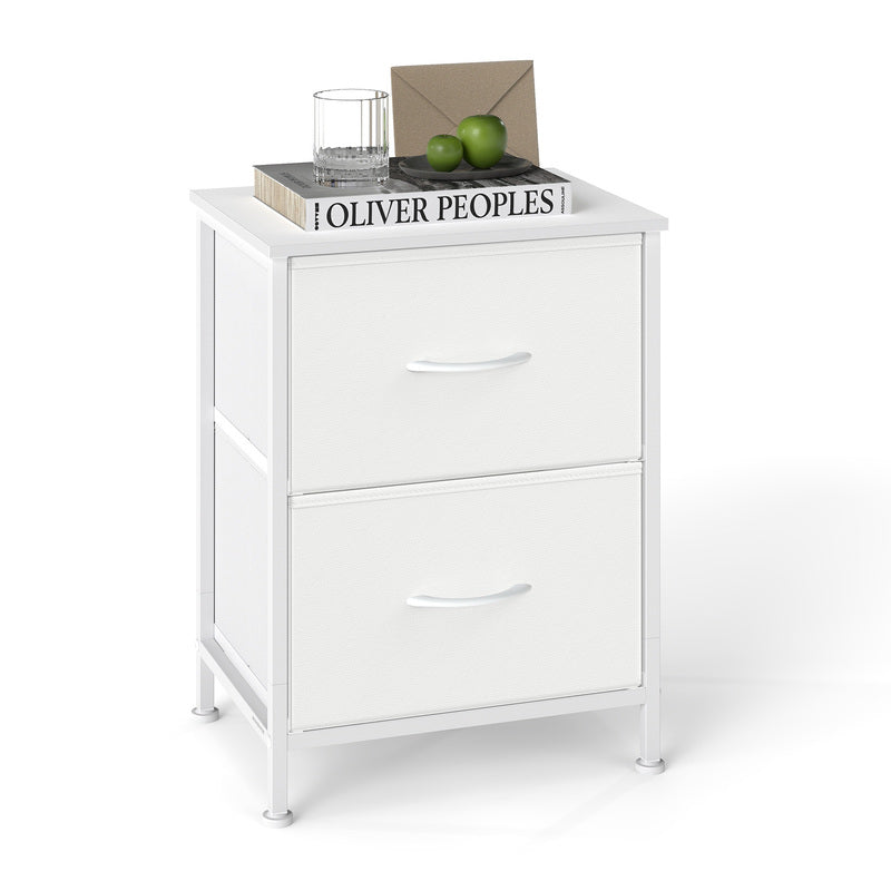 Bedside Table with 2cm, Glass, Fabric Drawers Nightstand Anti-Tip Kit - product gallery image 9