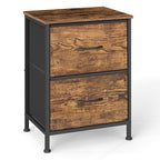 Bedside Table with 2cm, Glass, Fabric Drawers Nightstand Anti-Tip Kit