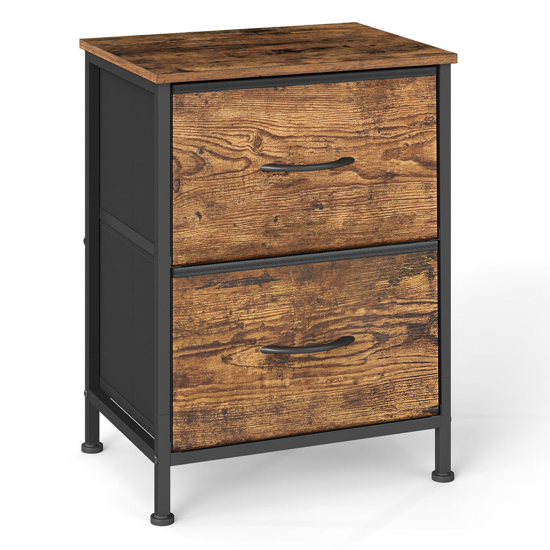 Bedside Table with 2cm, Glass, Fabric Drawers Nightstand Anti-Tip Kit