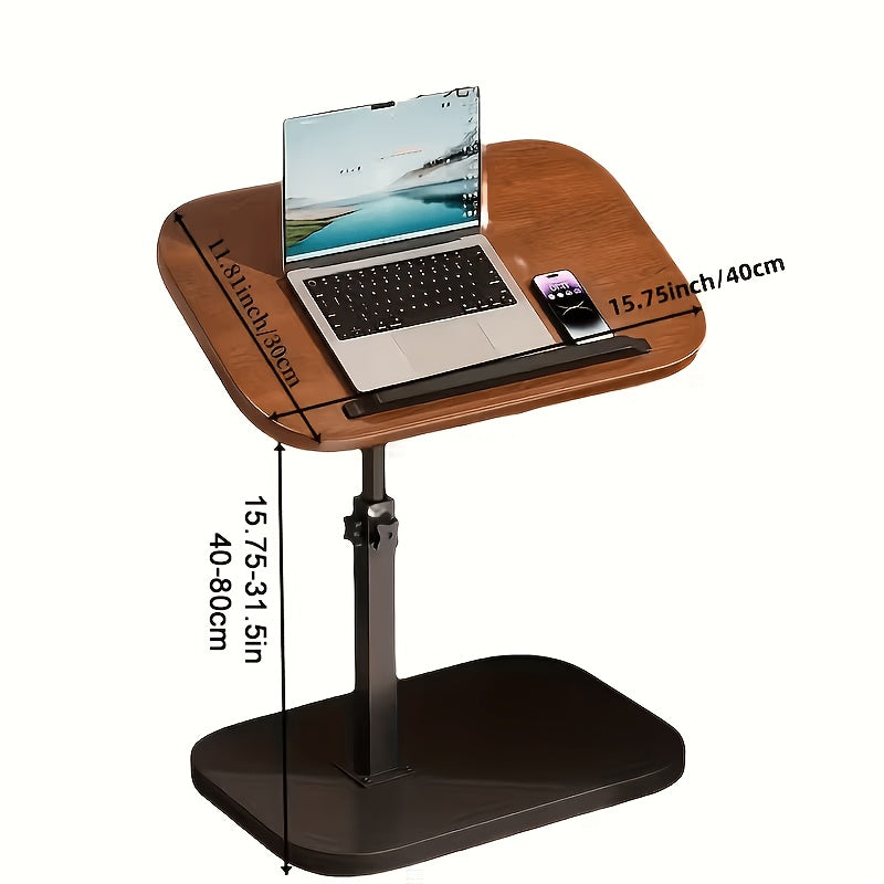 Bedside Table with Adjustable Height, Metal, Premium Walnut 1PC - product gallery image 2