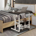 Bedside Table with Adjustable Height, Wheels, Lockable, Metal - product gallery image 3