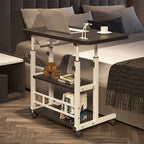 Bedside Table with Adjustable Height, Wheels, Lockable, Metal - product gallery image 5