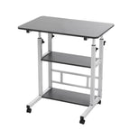 Bedside Table with Adjustable Height, Wheels, Lockable, Metal