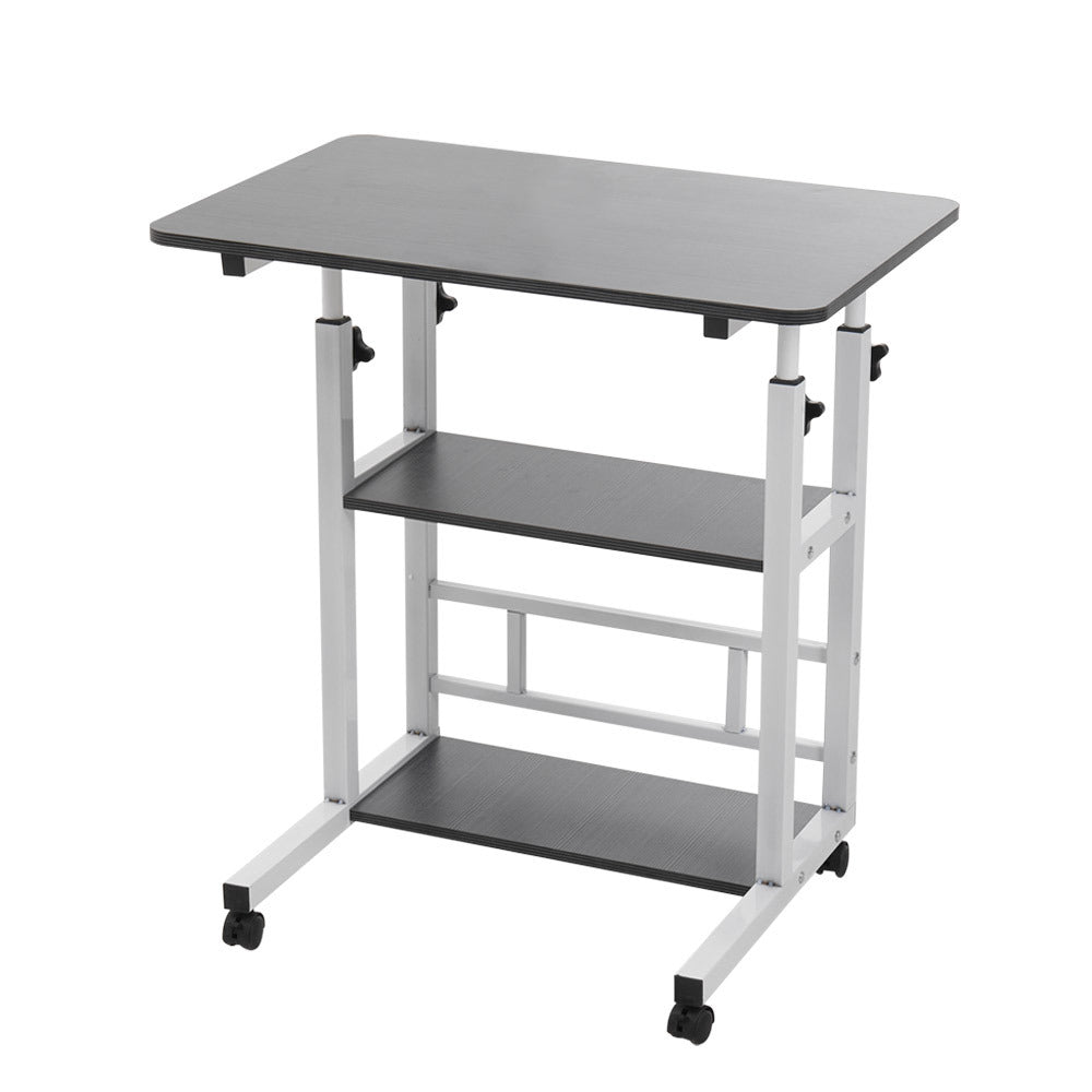 Bedside Table with Adjustable Height, Wheels, Lockable, Metal