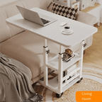 Bedside Table with Adjustable Height, Wheels, Metal, 1pc, Density Board + Metal - product gallery image 2