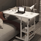 Bedside Table with Adjustable Height, Wheels, Metal, 1pc, Density Board + Metal