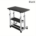 Bedside Table with Adjustable Height, Wheels, Metal - Black option