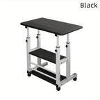 Bedside Table with Adjustable Height, Wheels, Metal - Black option