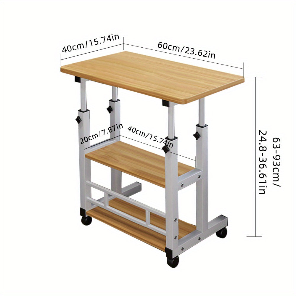 Bedside Table with Adjustable Height, Wheels, Metal - product gallery image 2