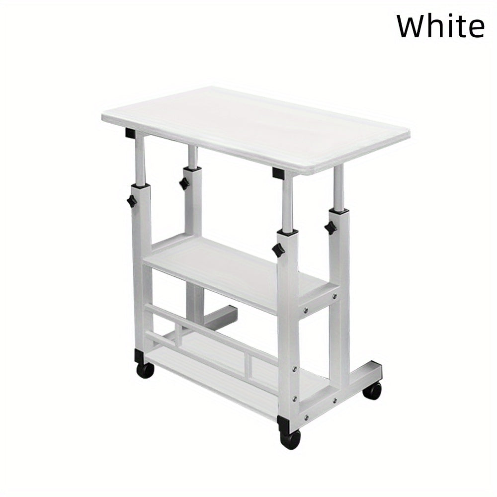 Bedside Table with Adjustable Height, Wheels, Metal - White option