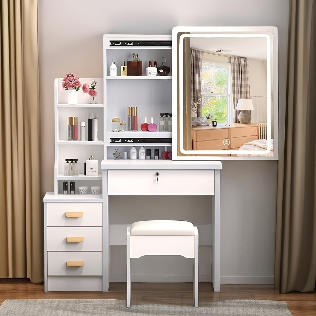 Bedside Table with Dressing LED Hollywood Mirror Vanity Makeup - 918 option