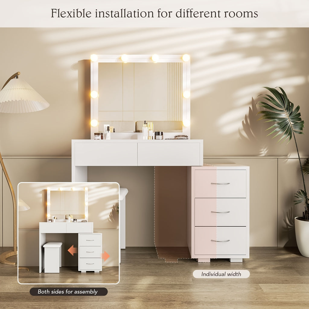 Bedside Table with Dressing LED Hollywood Mirror Vanity Makeup - product gallery image 4