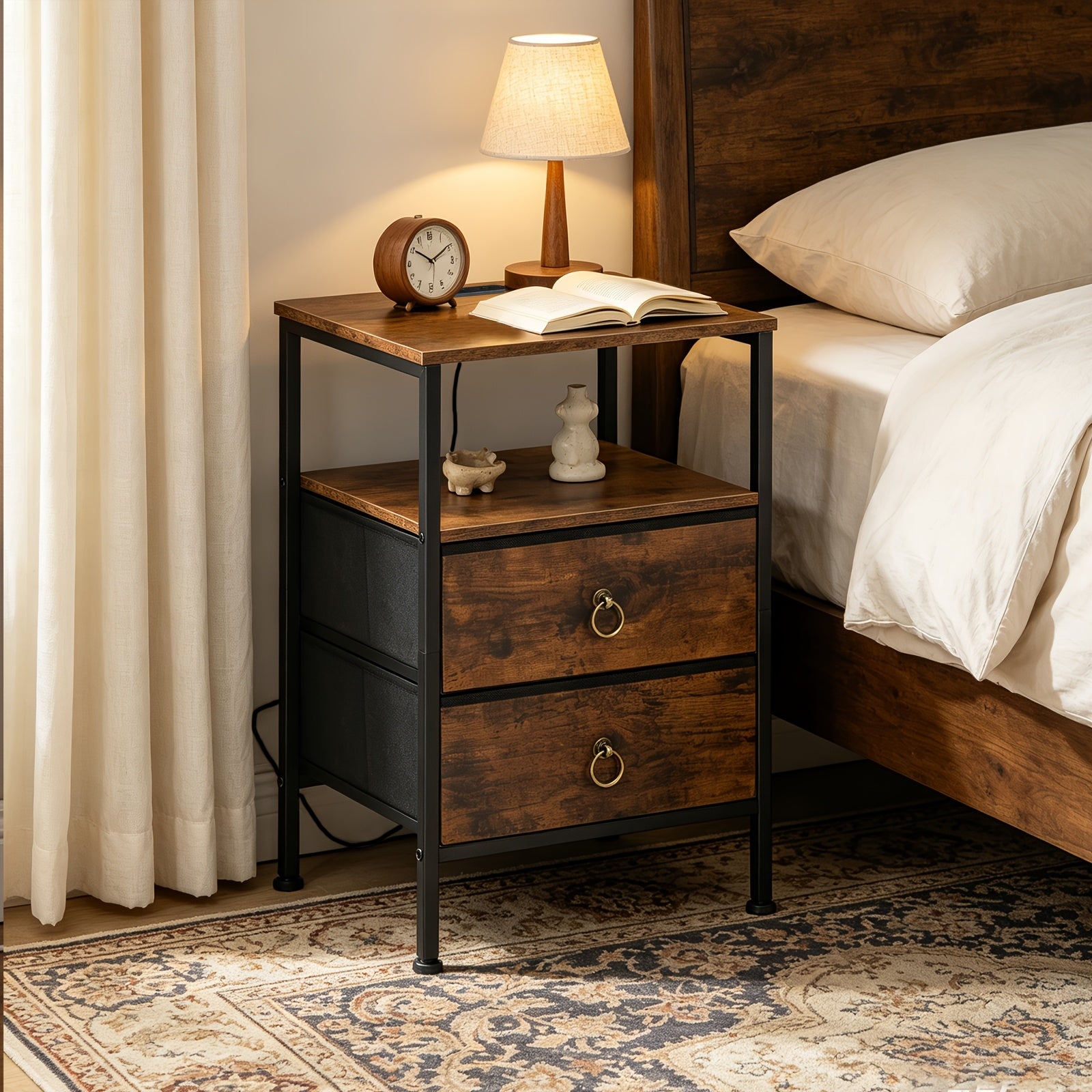 Bedside Table with Easy Assembly, Charging Station, USB Ports Power Outlet - product gallery image 3
