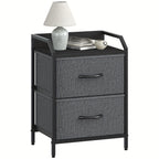 Bedside Table with Easy Assembly, Drawers Small Nightstand Bedroom, Chest - Deep Gray option