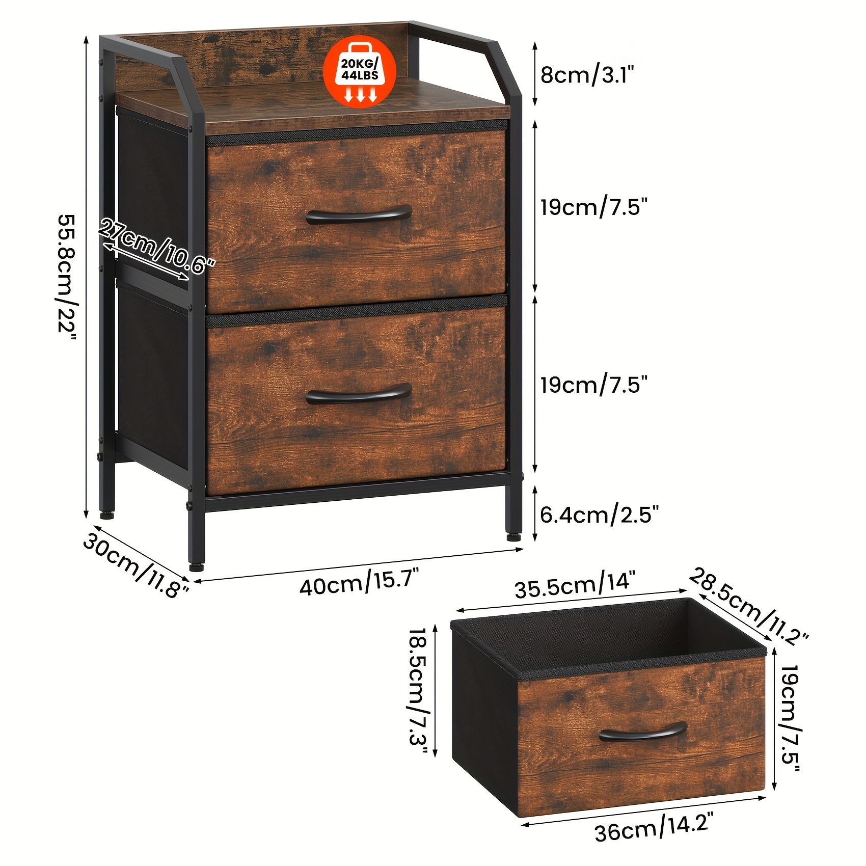 Bedside Table with Easy Assembly, Drawers Small Nightstand Bedroom, Chest - product gallery image 3
