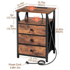 Bedside Table with Easy Assembly, Nightstand LED Light Charging Station USB - product gallery image 4