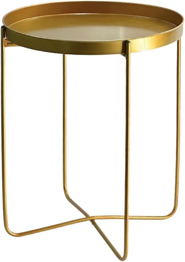 Bedside Table with Foldable, Non-Slip, Metal, Round Metal Folding Side Removable Tray - product gallery image 10