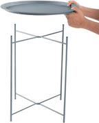 Bedside Table with Foldable, Non-Slip, Metal, Round Metal Folding Side Removable Tray - product gallery image 11