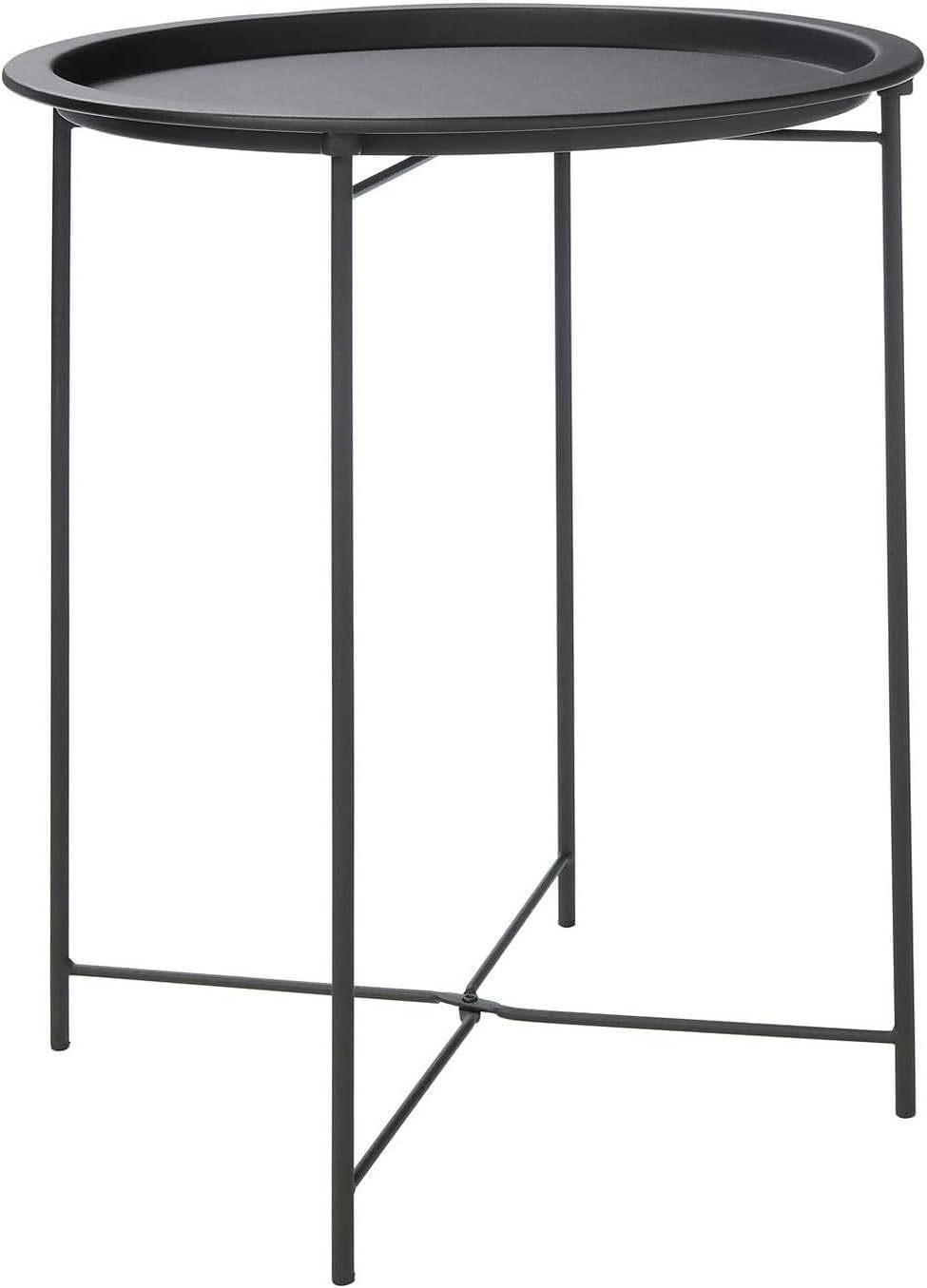 Bedside Table with Foldable, Non-Slip, Metal, Round Metal Folding Side Removable Tray - product gallery image 14