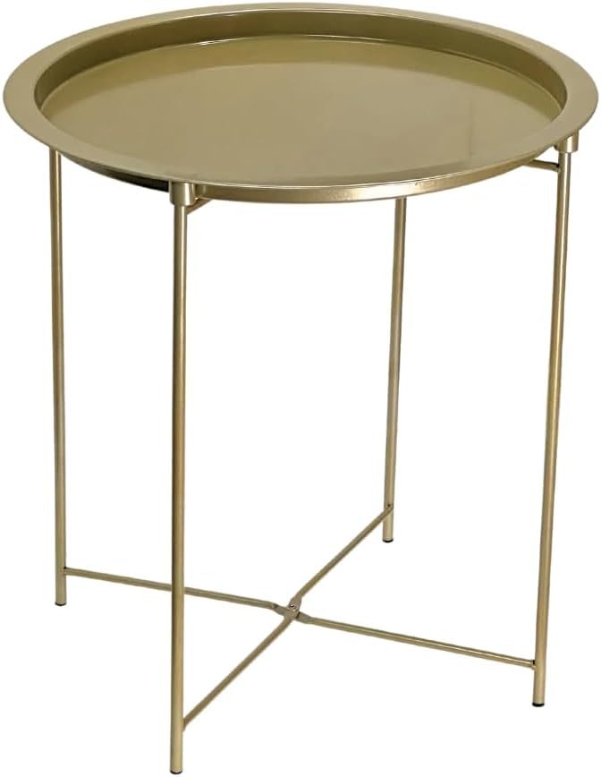Bedside Table with Foldable, Non-Slip, Metal, Round Metal Folding Side Removable Tray - product gallery image 16