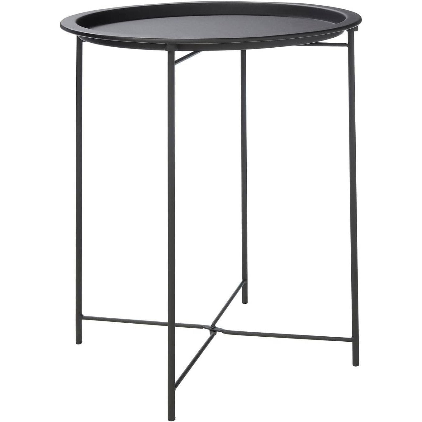 Bedside Table with Foldable, Non-Slip, Metal, Round Metal Folding Side Removable Tray