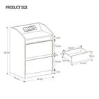 Bedside Table with LED Lights Charging Station Drawer Nightstand - product gallery image 2