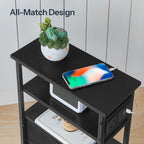 Bedside Table with Nightstand Charging Station Fabric Drawers - product gallery image 2