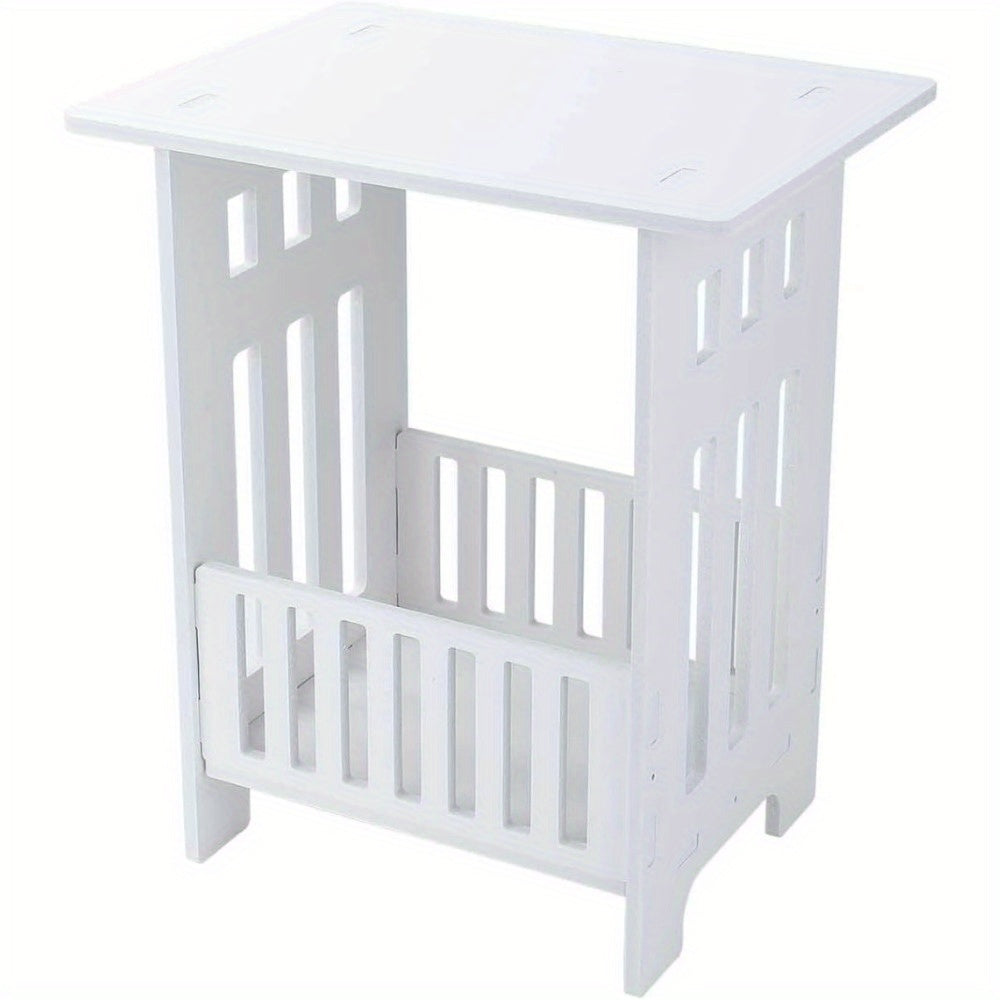 Bedside Table with Space-Saving, 40cm, Round Side Small White End Storage - product gallery image 10
