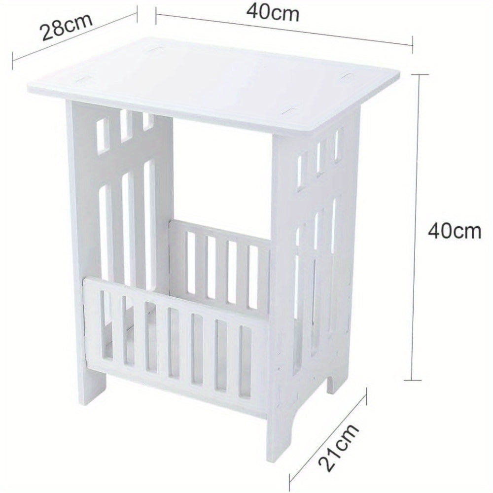 Bedside Table with Space-Saving, 40cm, Round Side Small White End Storage - product gallery image 11