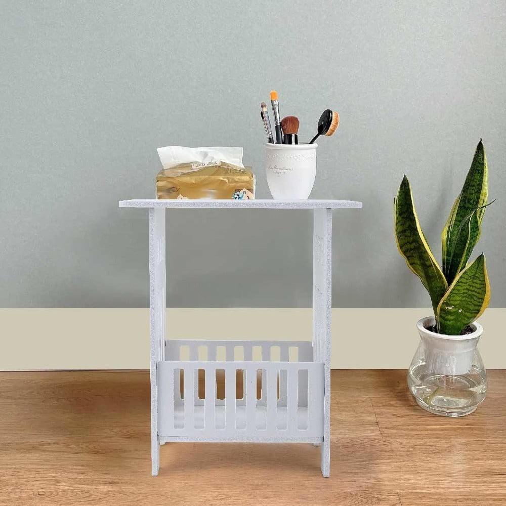 Bedside Table with Space-Saving, 40cm, Round Side Small White End Storage - product gallery image 15