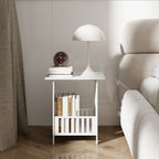 Bedside Table with Space-Saving, 40cm, Round Side Small White End Storage - product gallery image 2