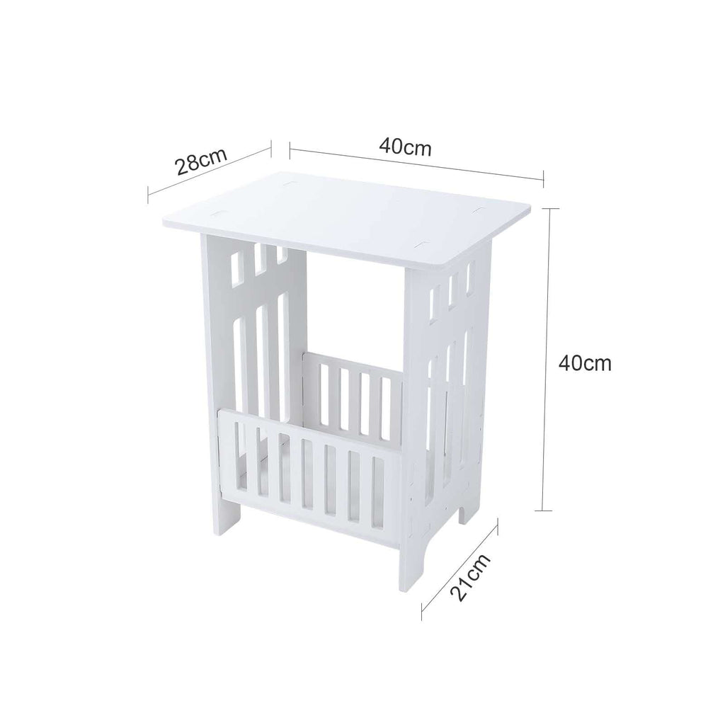 Bedside Table with Space-Saving, 40cm, Round Side Small White End Storage - product gallery image 5