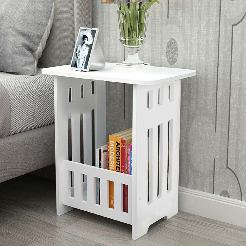 Bedside Table with Space-Saving, 40cm, Round Side Small White End Storage - product gallery image 6