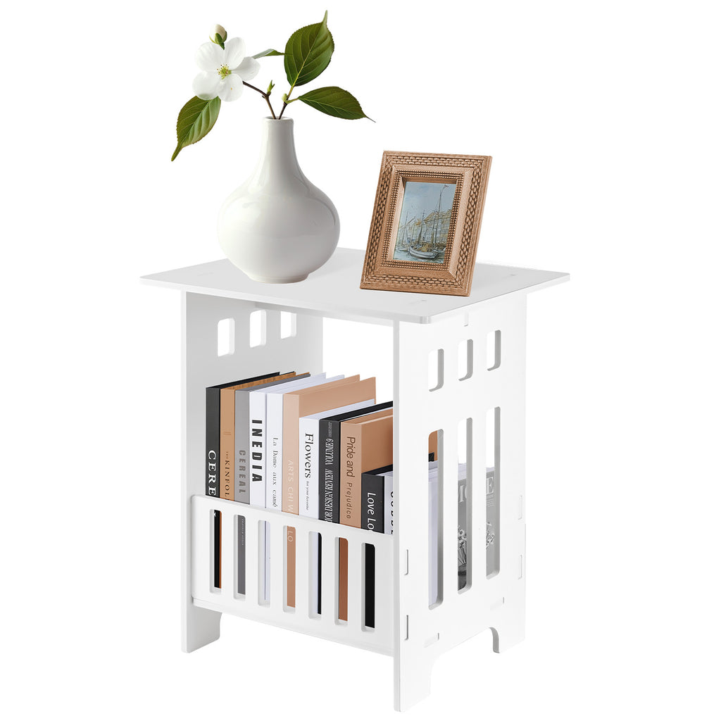 Bedside Table with Space-Saving, 40cm, Round Side Small White End Storage