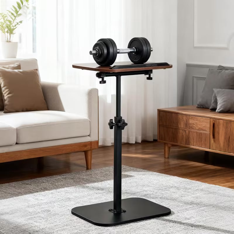Bedside Table with Space-Saving, Adjustable Height, Metal, Wood - product gallery image 3