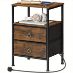 Bedside Table with Space-Saving, Charging Station Side Outlets USB Ports - product gallery image 2