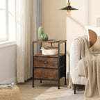 Bedside Table with Space-Saving, Charging Station Side Outlets USB Ports