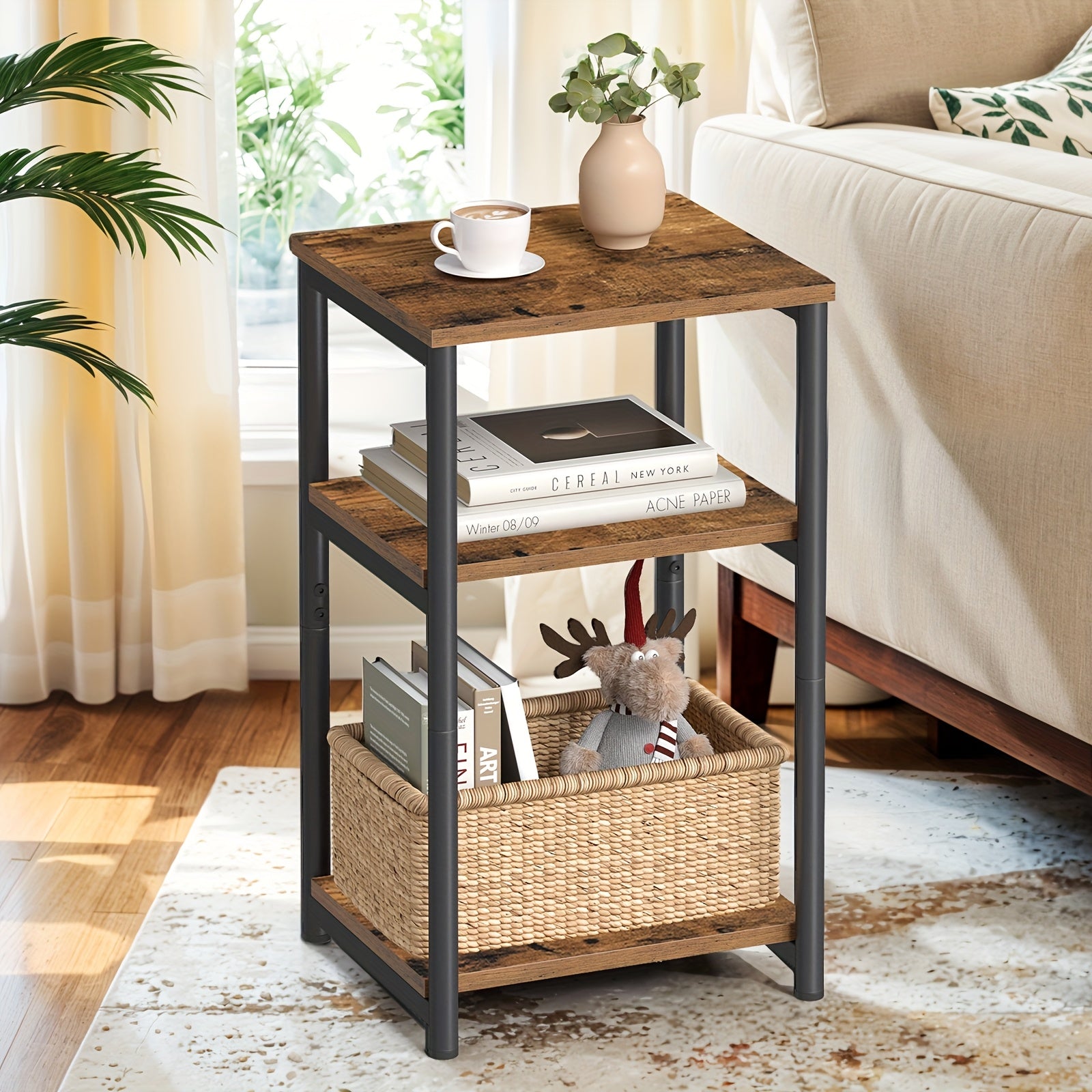 Bedside Table with Space-Saving, Easy Assembly for living rooms