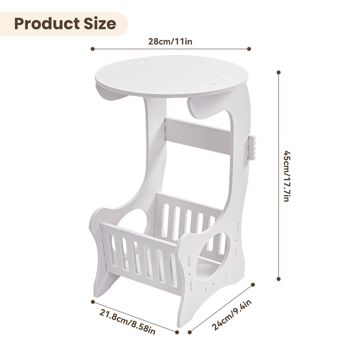 Bedside Table with Space-Saving, Easy Assembly, Metal - product gallery image 2